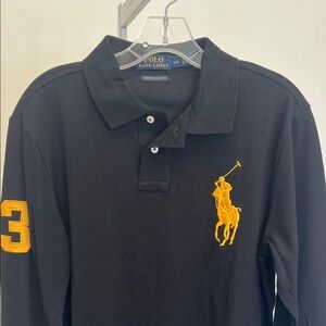 Polo by Ralph Lauren Black Polo with Yellow Emblem Slim Fit